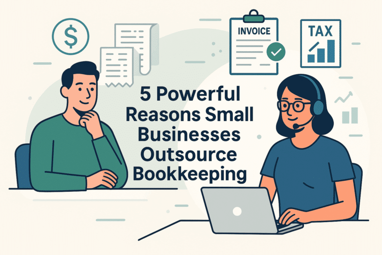 Virtual bookkeeper managing financial records and reports for a small business owner remotely Outsource Bookkeeping.